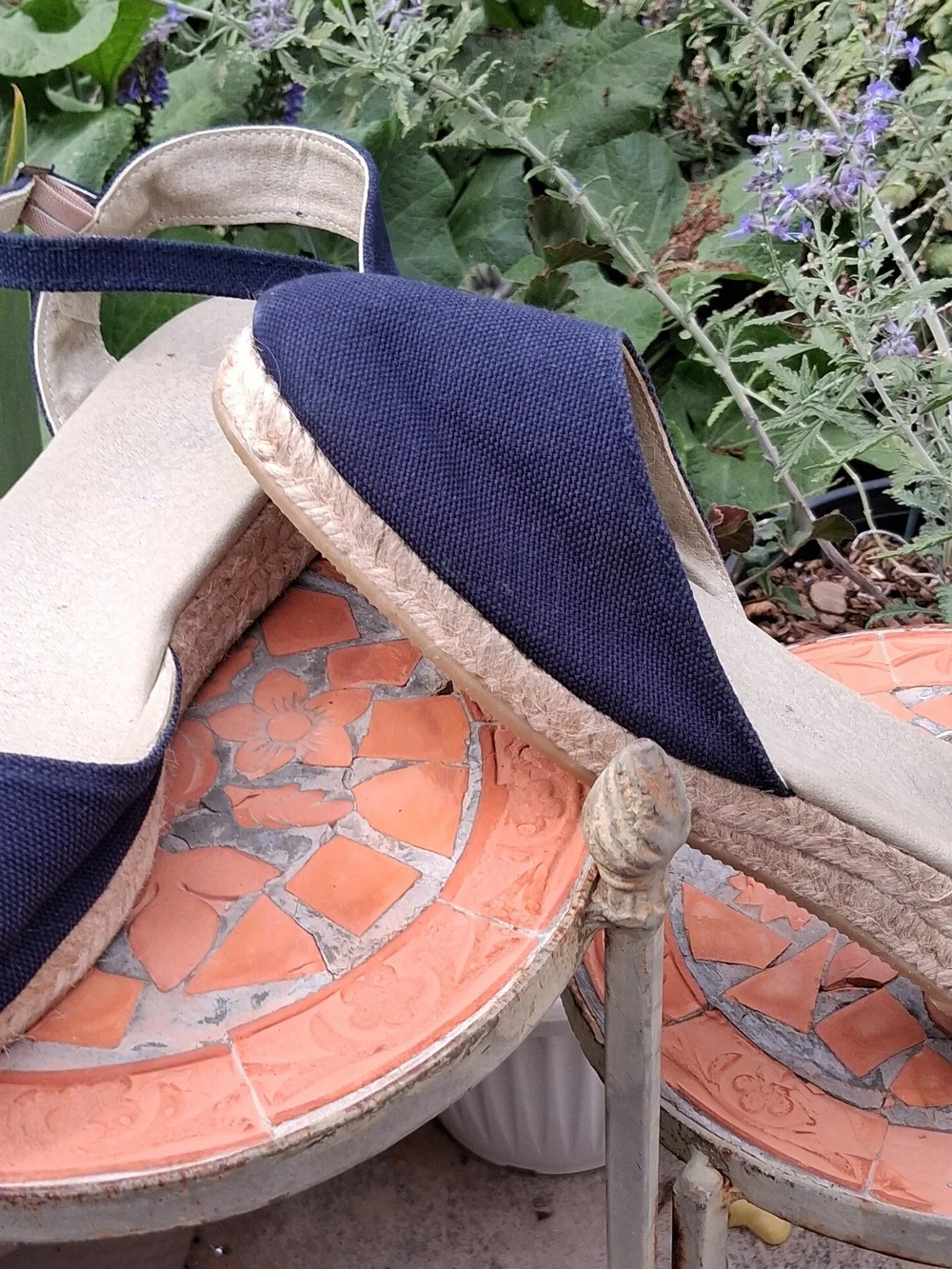 Navy Canvas Espadrille Slingback Sandals - Women